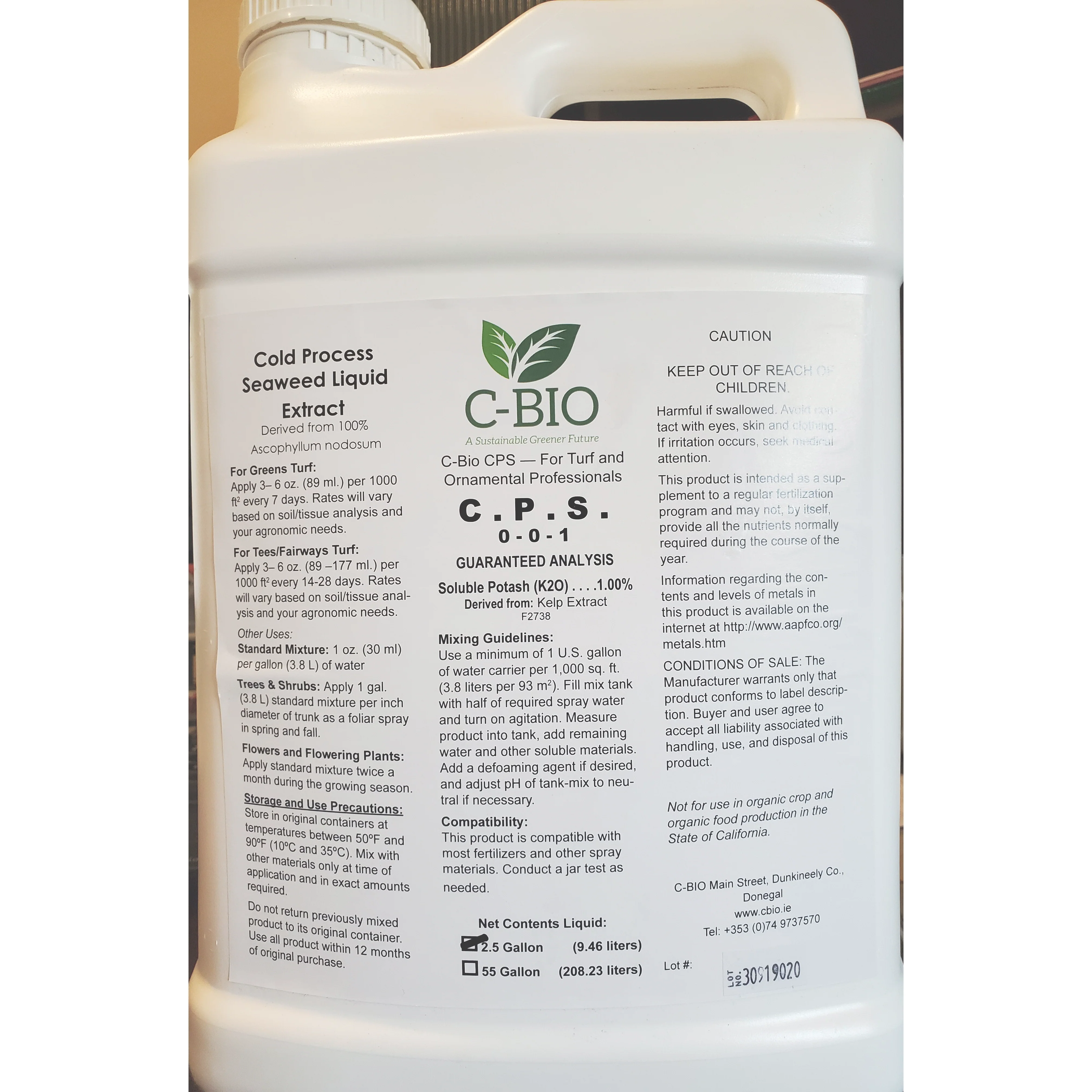 Cold Process Seaweed Liquid Extract - 2.5 Gallons