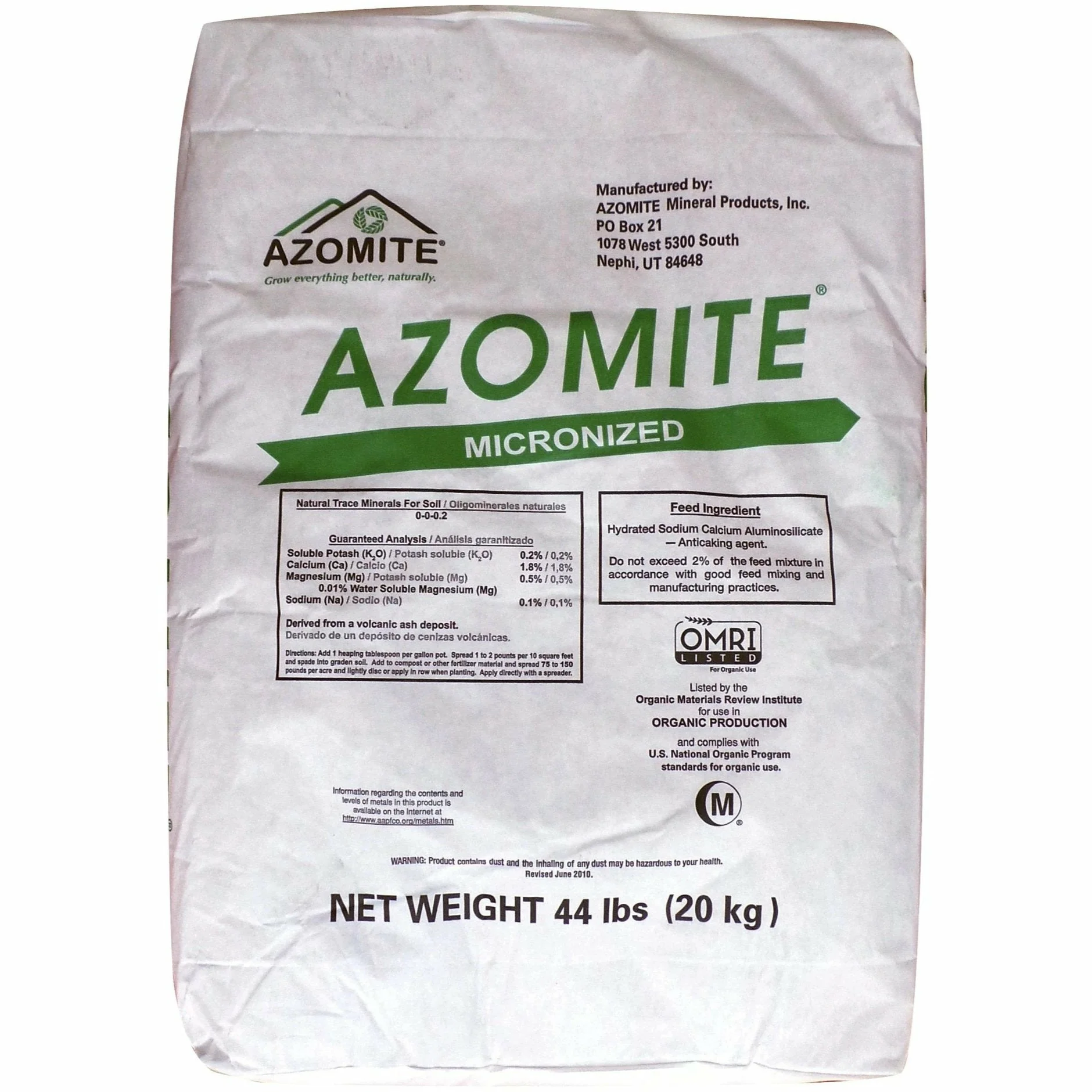 Azomite Organic Micronized Mineral Fertilizer