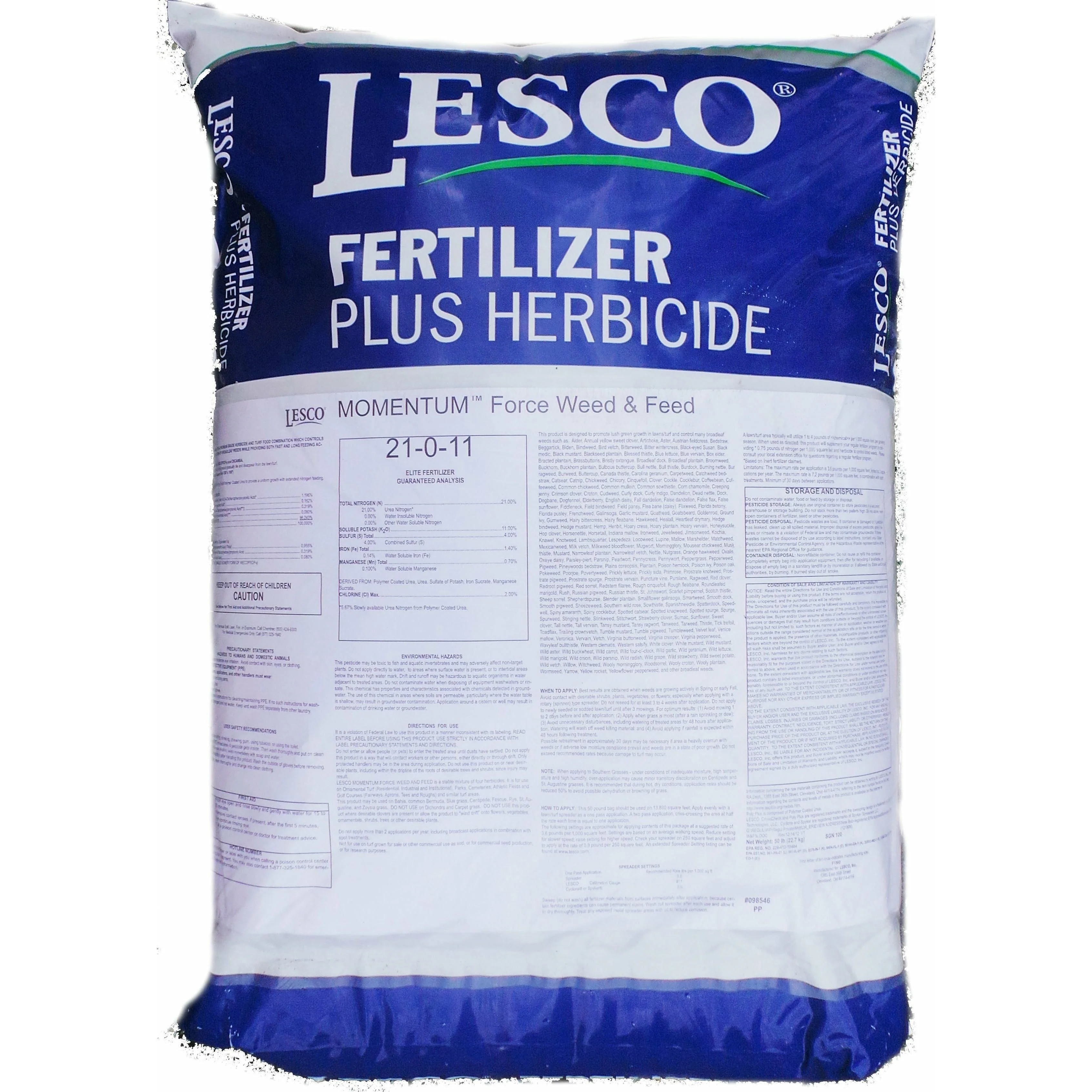 Lesco Bermuda lawn Weed & Feed 21-0-11 - 50 lbs.