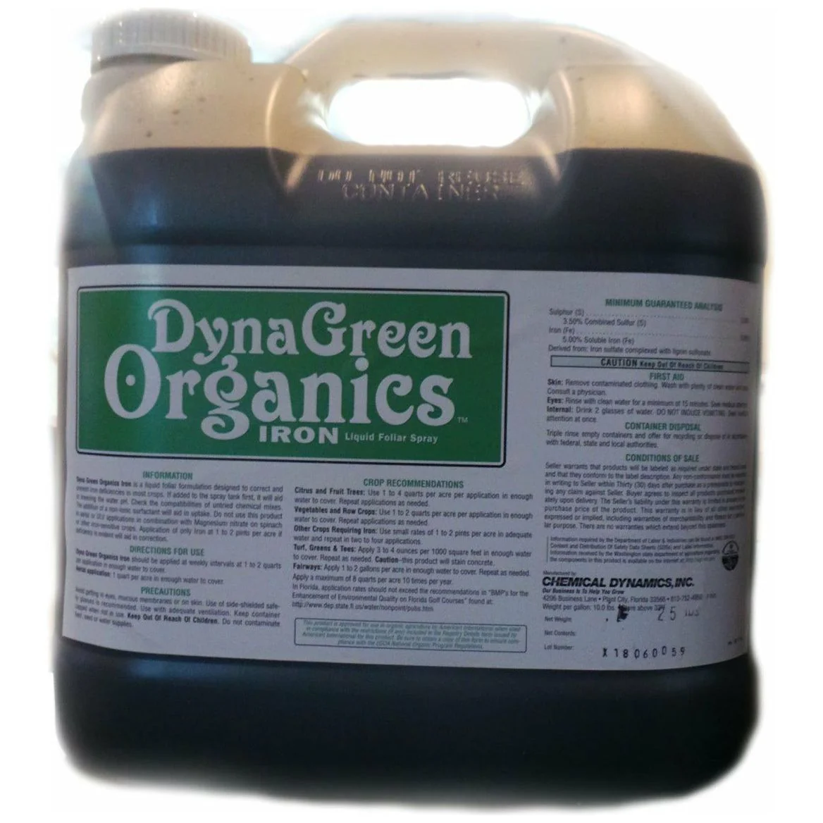 DynaGreen Organics Iron Liquid Foliar Spray - 2.5 Gal