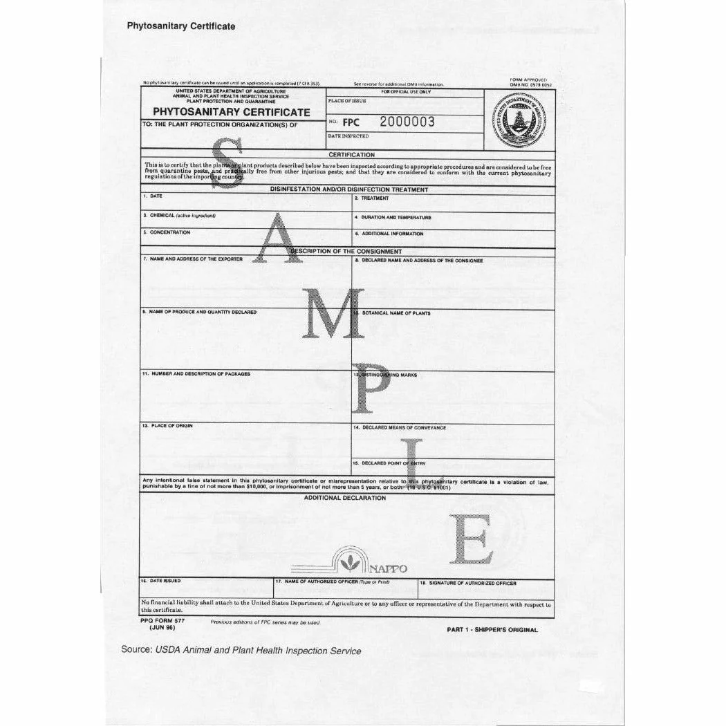 Phytosanitary Certificate