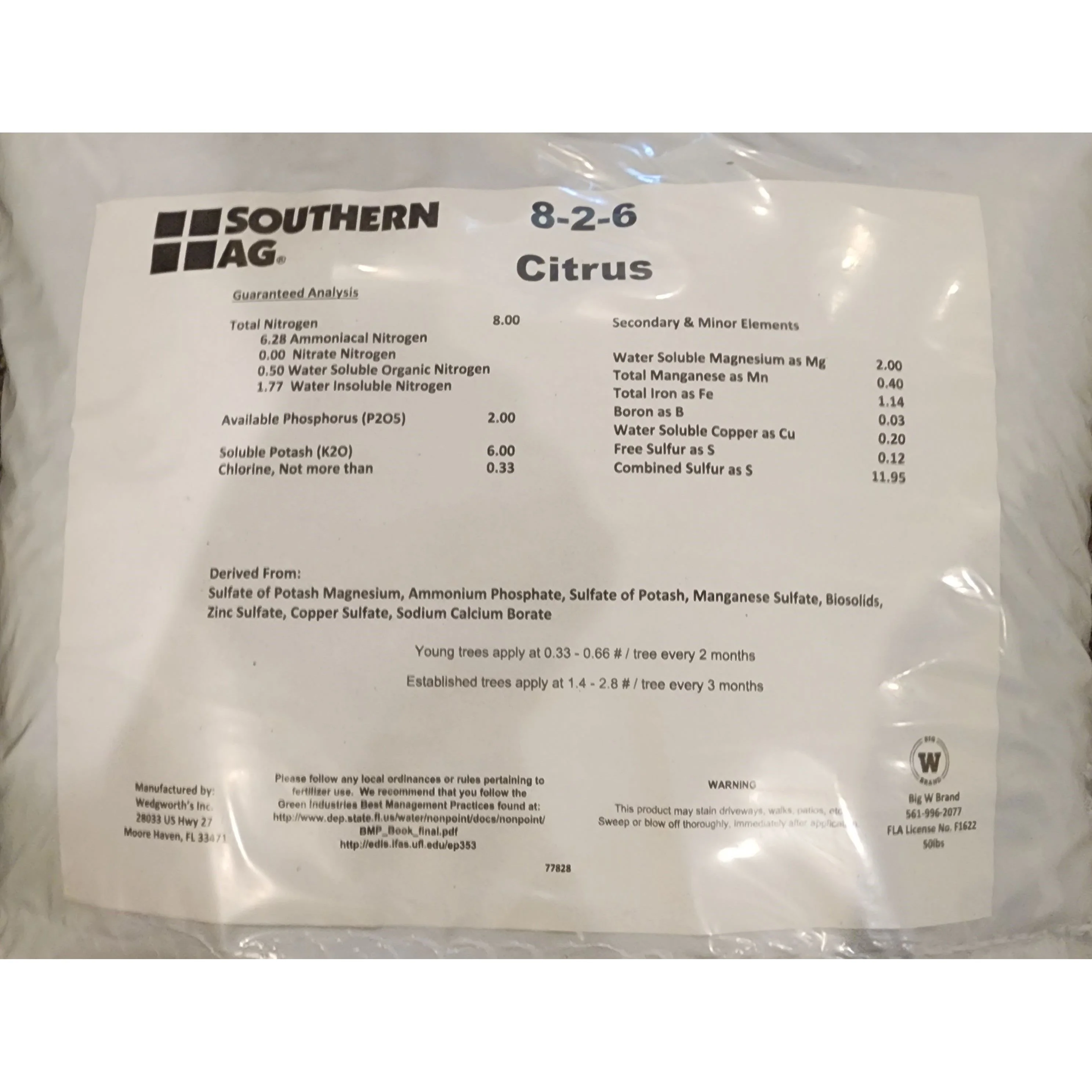 Southern Ag Citrus Fertilizer 8-2-6 - 50 Lbs.